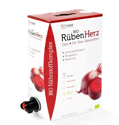 fitrabbit Bio Rüben Herz – 3L Bag-in-Box – 100 ml (30 Portionen), 475 mg Nitrat, BIO